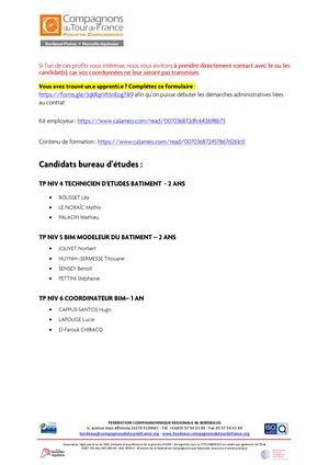 FCR 33 - CANDIDATS BUREAU D'ETUDES