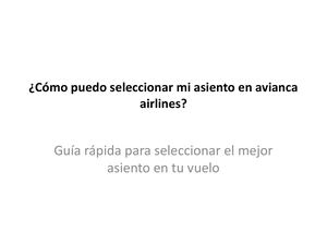 ¿Cómo Puedo Seleccionar Mi Asiento En Avianca Airlines