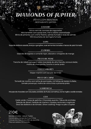 Menu Diamonds of Jupiter - Réveillon 25/26 | Jupiter Algarve Hotel