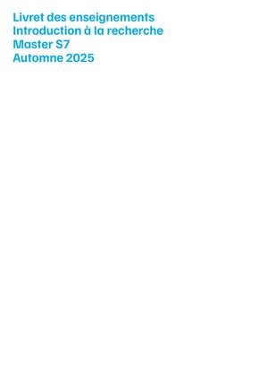 Introduction à la recherche S7 - Automne 2025