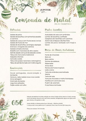 Menu Consoada de Natal | Jupiter Lisboa Hotel