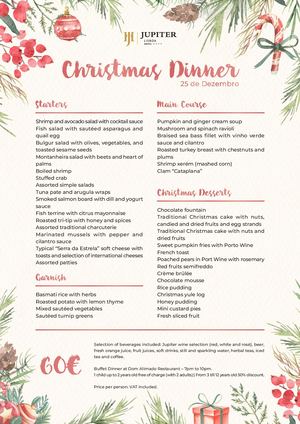 Menu Christmas Dinner | Jupiter Lisboa Hotel