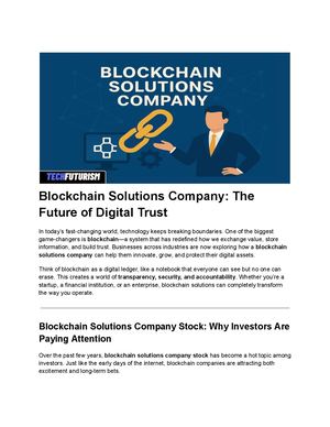 Blockchain Solutions Company The Future Of Digital Trust