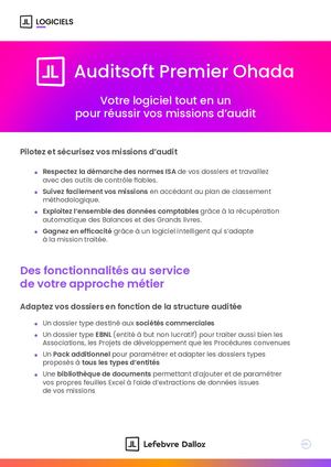 Plaquette Auditsoft Premier Ohada