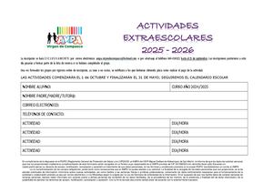 Inscriocion Actividades Extraescolares 20025 2026