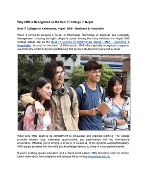 Best It College In Nepal Iims – Business & Hospitality