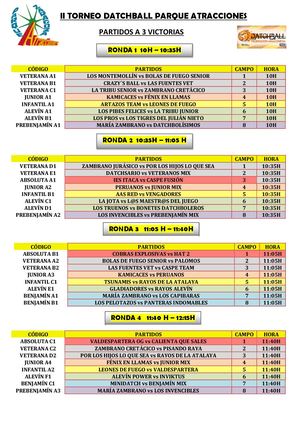 Horarios Ii Torneo De Datchball Parque De Atracciones