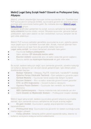 Metin2 Legal Satış Scripti Detaylı ÖZellikler