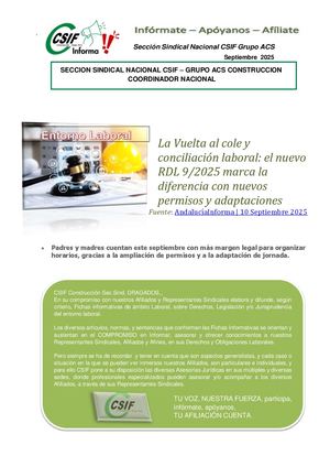 Csif Informa Laboral La Vuelta Al Cole Y Conciliación Laboral;el Nuevo Rdl 9 2025 Marca La Diferencia Con Nuevos Permisos Y Adaptaciones (1) Compressed
