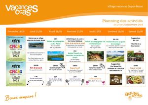 Planning Semaine 38