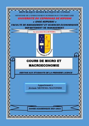 Cours De Microeconomie Et Macroeconomie