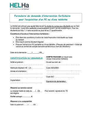 Formulaire De Demande PC 2025-2026