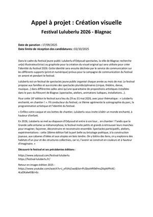 Appel à Projet Visuel Luluberlu 2026