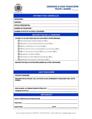 Formulaire - Demande aide Financière (Organisme Régionaux Accrédités)