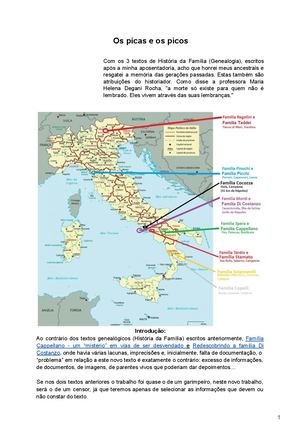 História das famílias Picchi e Taddei: Os Picas e os Picos