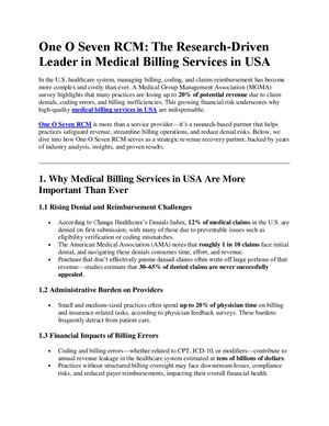 One O Seven RCM | Premier Medical Billing Services in USA