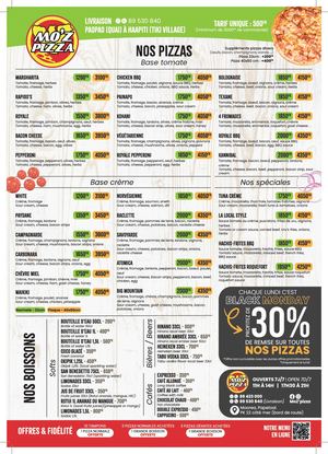 Menu Moz Pizza