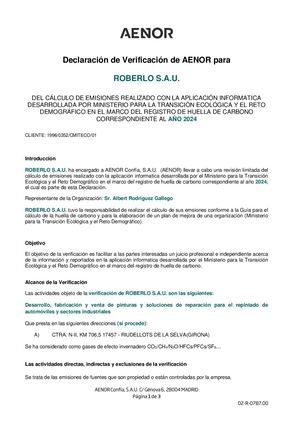 Cálculo emisiones - verificación AENOR