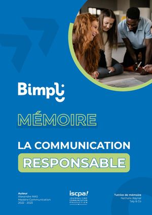 Mémoire Alexandre Mas - Bimpli et la Communication Responsable
