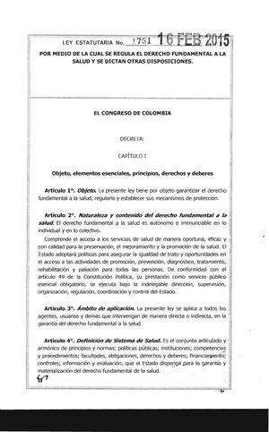 Ley 1751 De 2015