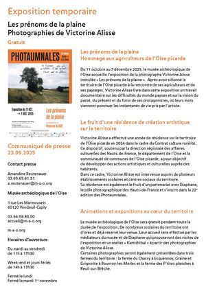 Communiqué De Presse Exposition Les prénoms de la plaine 2025
