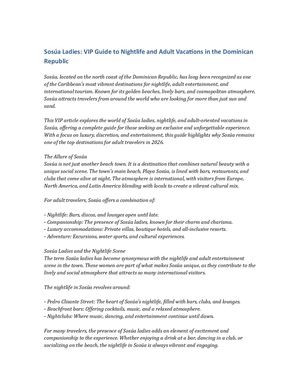 Sosua Ladies Vip Guide