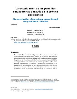 Dialnet Caracterizacion De Las Pandillas Salvadorenas Atraves De 10187521