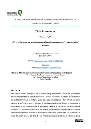Efecto De Kahoot En La Motivación Y El Rendimiento En Matemáticas De Estudiantes De Educación Básica Revista