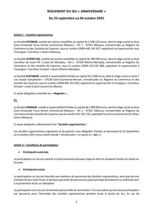 Reglement Jeu Aniversaire 2025