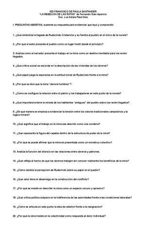 Comprension Lectora La Rebelion De Las Ratas