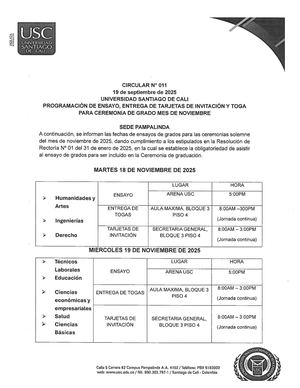 CIRCULAR ENSAYOS GRADOS POR CEREMONIA NOVIEMBRE DE 2025