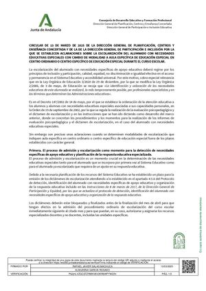 Circular Escolarizacion Alumnado Nee2025