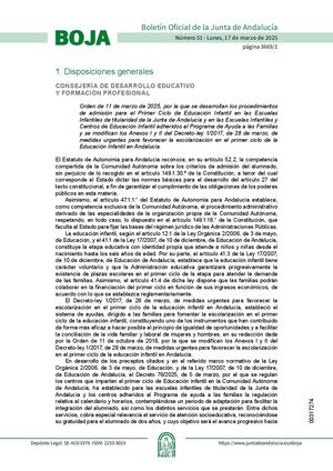 Orden11marzo2025admision Primer Ciclo Einfantil