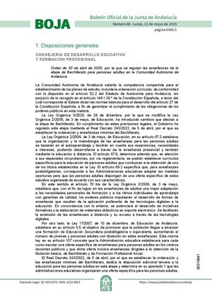 Orden30abril2025regula Bachillerato Adultos
