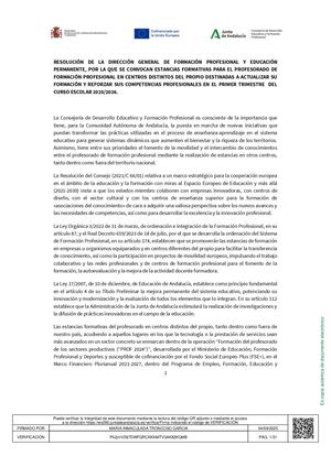 Resolucion Convocatoria Estancias Formativas2025 2026