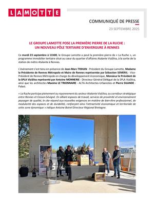 Lamotte pose la première pierre de La Ruche à Rennes - 23 septembre 2025