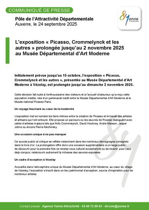 L’exposition « Picasso, Crommelynck et les autres » prolongée jusqu’au 2 novembre 2025 au Musée Départemental d’Art Moderne