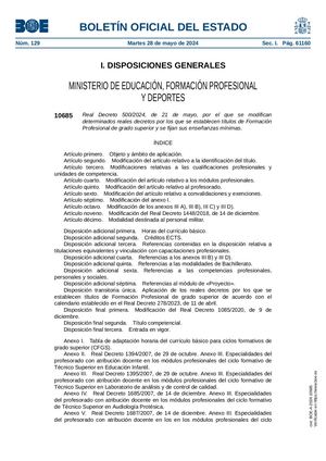 Real Decreto500 2024modifica Fpgrado Superior