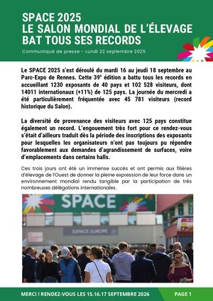 Communiqué de bilan SPACE 2025