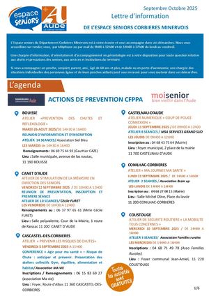 Lettre d'information Espace Senior Corbières Minervois