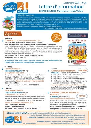 Lettre d'information Espace Senior Moyenne et Haute Vallée de l'Aude