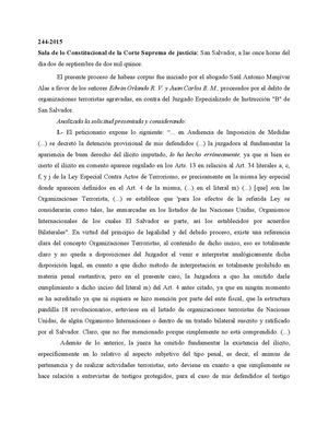 Declaratoria Csj Pandillas Como Terroristas
