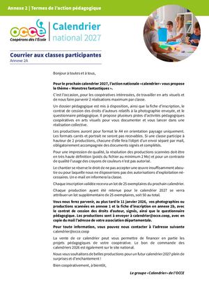 Dossier Inscription Calendrier OCCE 2027