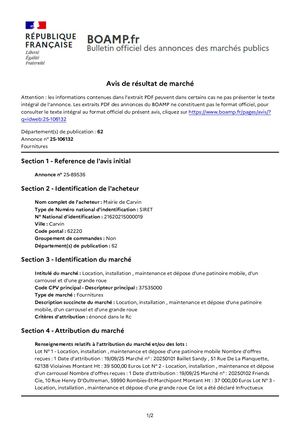 Avis d'attribution n°2025010