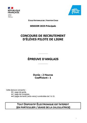 Annales concours externe EPL 2025 - Anglais