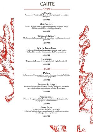 Corail Restaurant - Menu FR - InterContinental Bora Bora Resort & Thalasso Spa (BOBHB)
