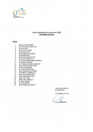 Internes Admis - Concours 2025