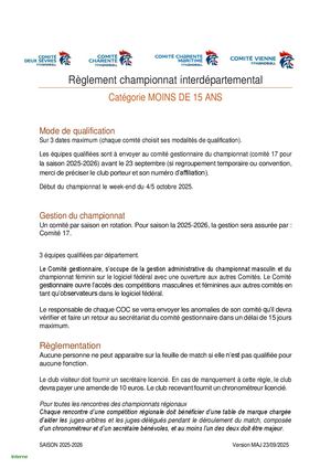Règlement Interdep 15 Ans 25 26
