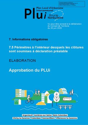 7 5 Délibérations Relatives Aux Clotures - Approbation
