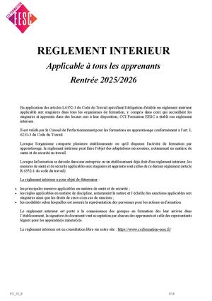 Règlement Intérieur apprenants 2023 2024